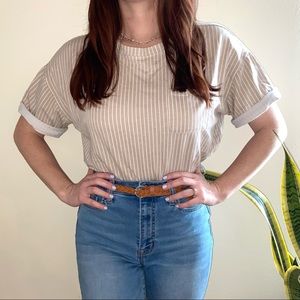Stripe Crop Pocket Tee
